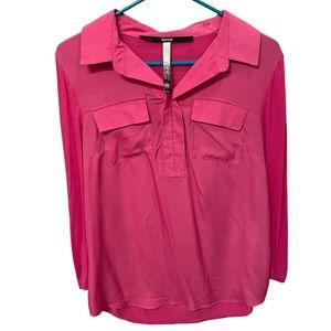 Hot Pink Kensie 3/4 sleeve button down hot pink blouse
